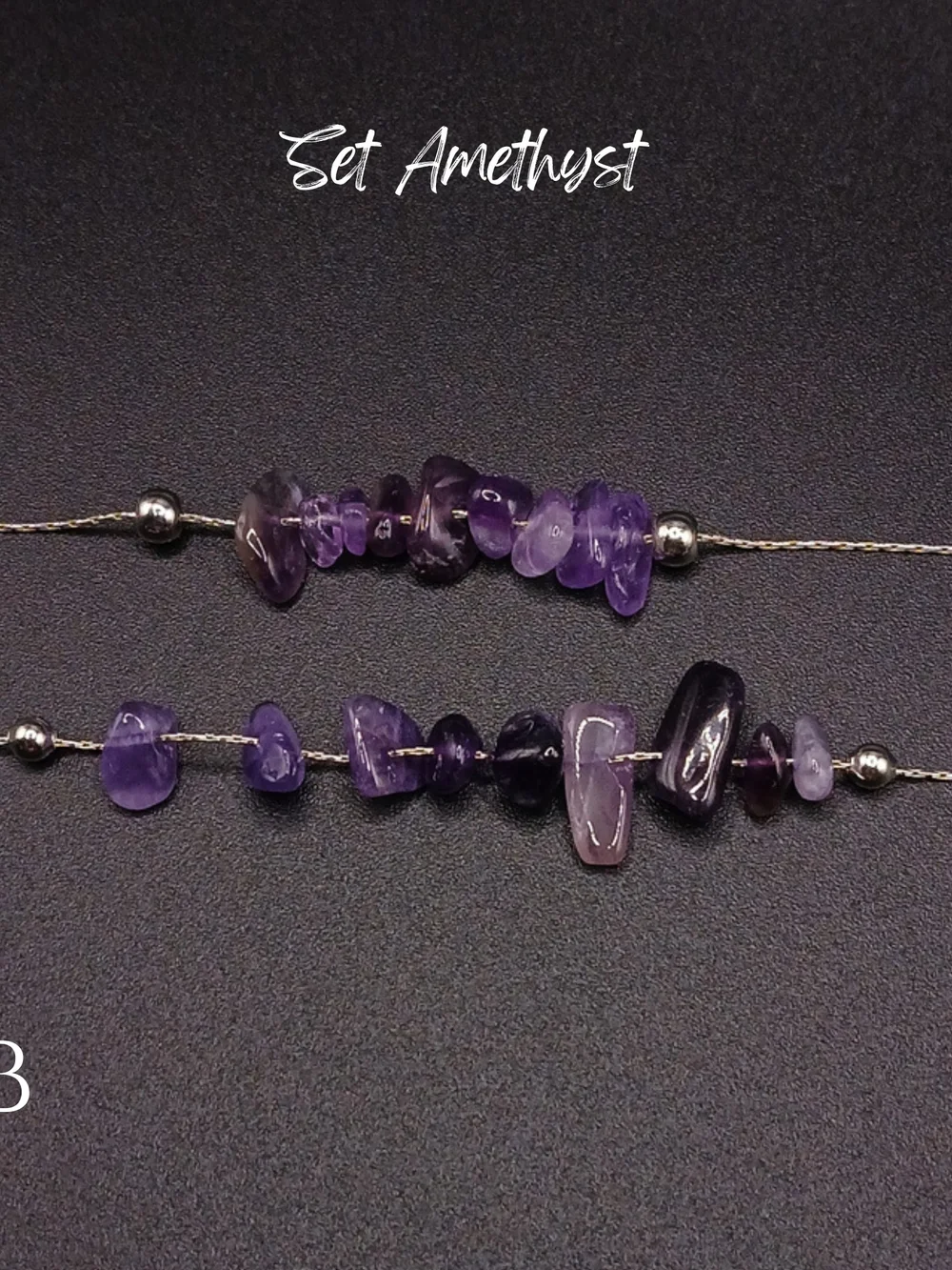 Dainty Real Amethyst Crystal Necklace & Bracelet Matching Set